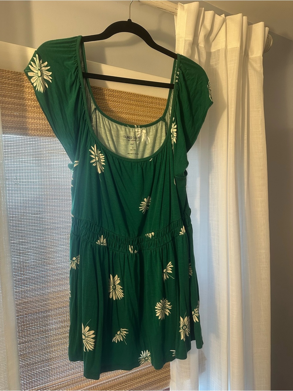 Green Floral Scoop-Neck Women’s babydoll top